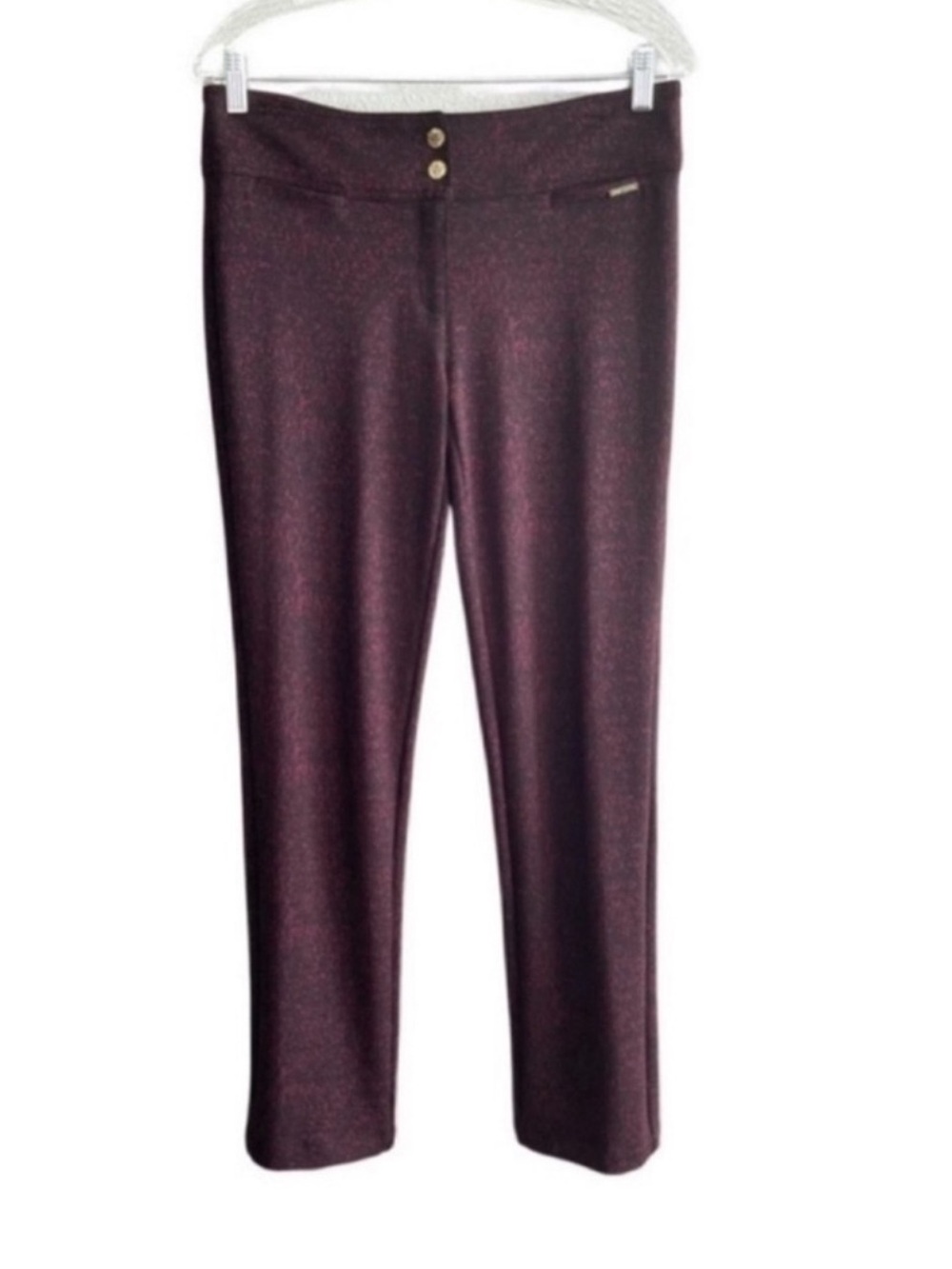 Anne Klein Ankle Pants Stretch Knit Tweed Burgundy Red Size 4